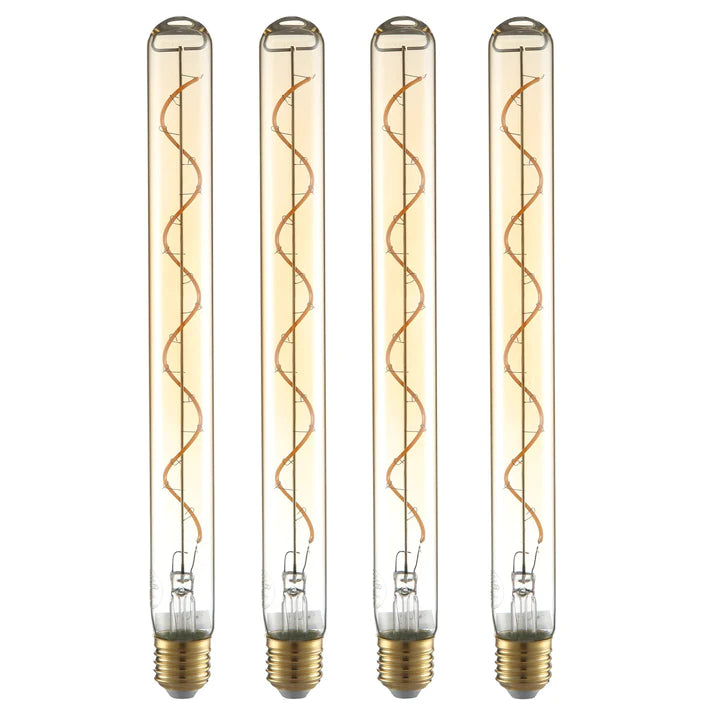 LED Dimmable Filament Tubular Bulb E27 4W 185mm Pack of 4 Warm White
