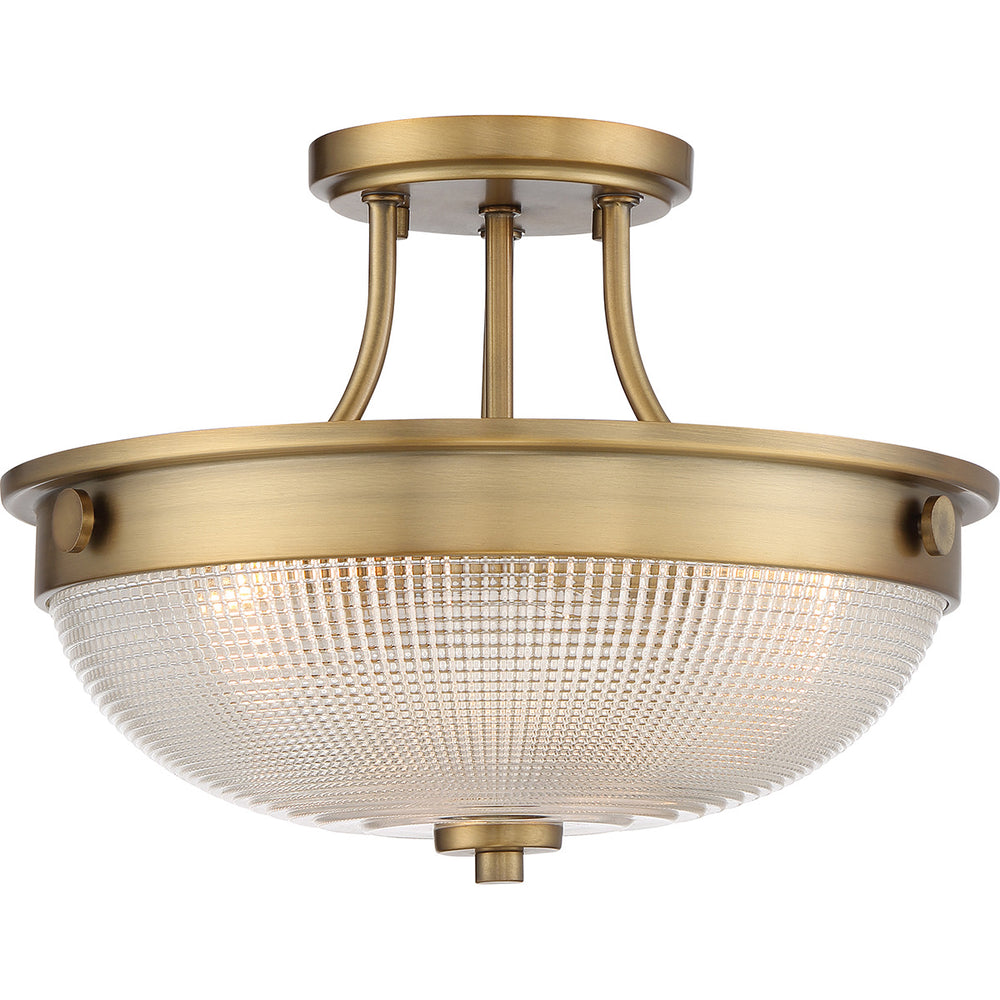 Decolight Dillon Art Deco Weathered Brass Art Deco Semi Flush Ceiling Light