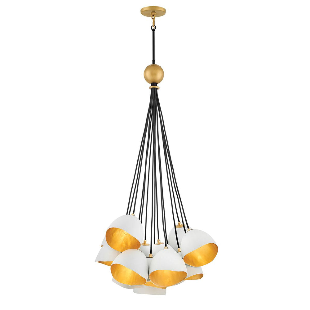 Quintiesse Nula 15 Light Pendant Shell White & Luxe Gold