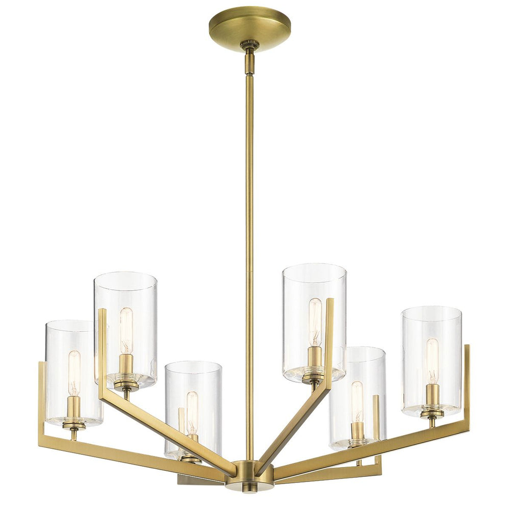 Quintiesse Nye 6 Light Chandelier   Brushed Natural Brass