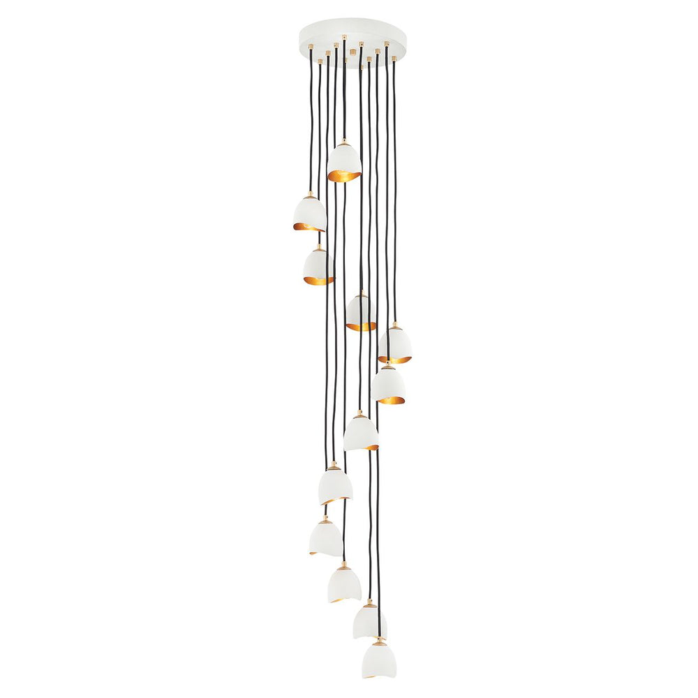 Quintiesse Nula 12 Light Pendant Shell White & Luxe Gold