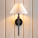 Envisage Lillie Matt Black  Wall Light & Ivory Lampshade - Decolight Ltd 
