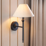 Envisage Lillie Matt Black  Wall Light & Ivory Lampshade - Decolight Ltd 