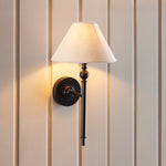 Envisage Lillie Matt Black  Wall Light & Ivory Lampshade - Decolight Ltd 