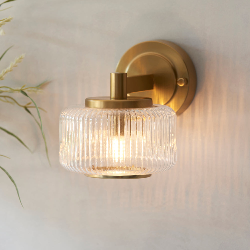 Envisage Lighting Moxie Brushed Brass Wall Light Mid Century Style - Decolight Ltd 