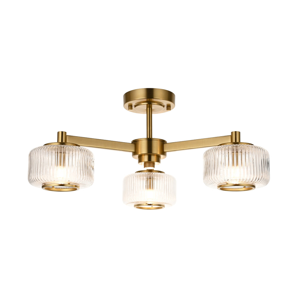 Envisage Lighting  Moxie Brushed Brass Semi flush Ceiling Light - Mid Century - Decolight Ltd 