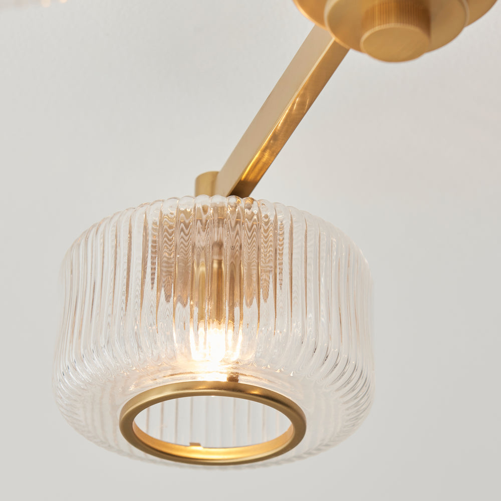 Envisage Lighting  Moxie Brushed Brass Semi flush Ceiling Light - Mid Century - Decolight Ltd 