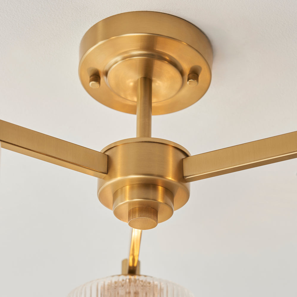 Envisage Lighting  Moxie Brushed Brass Semi flush Ceiling Light - Mid Century - Decolight Ltd 