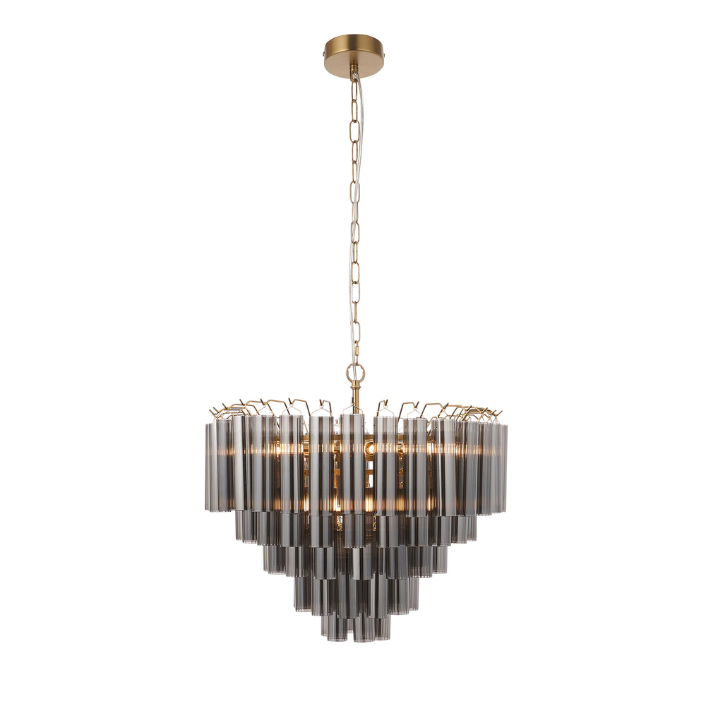 Envisage Naissa 12 lt Smoke and Brushes Gold Ceiling Pendant - Decolight Ltd 