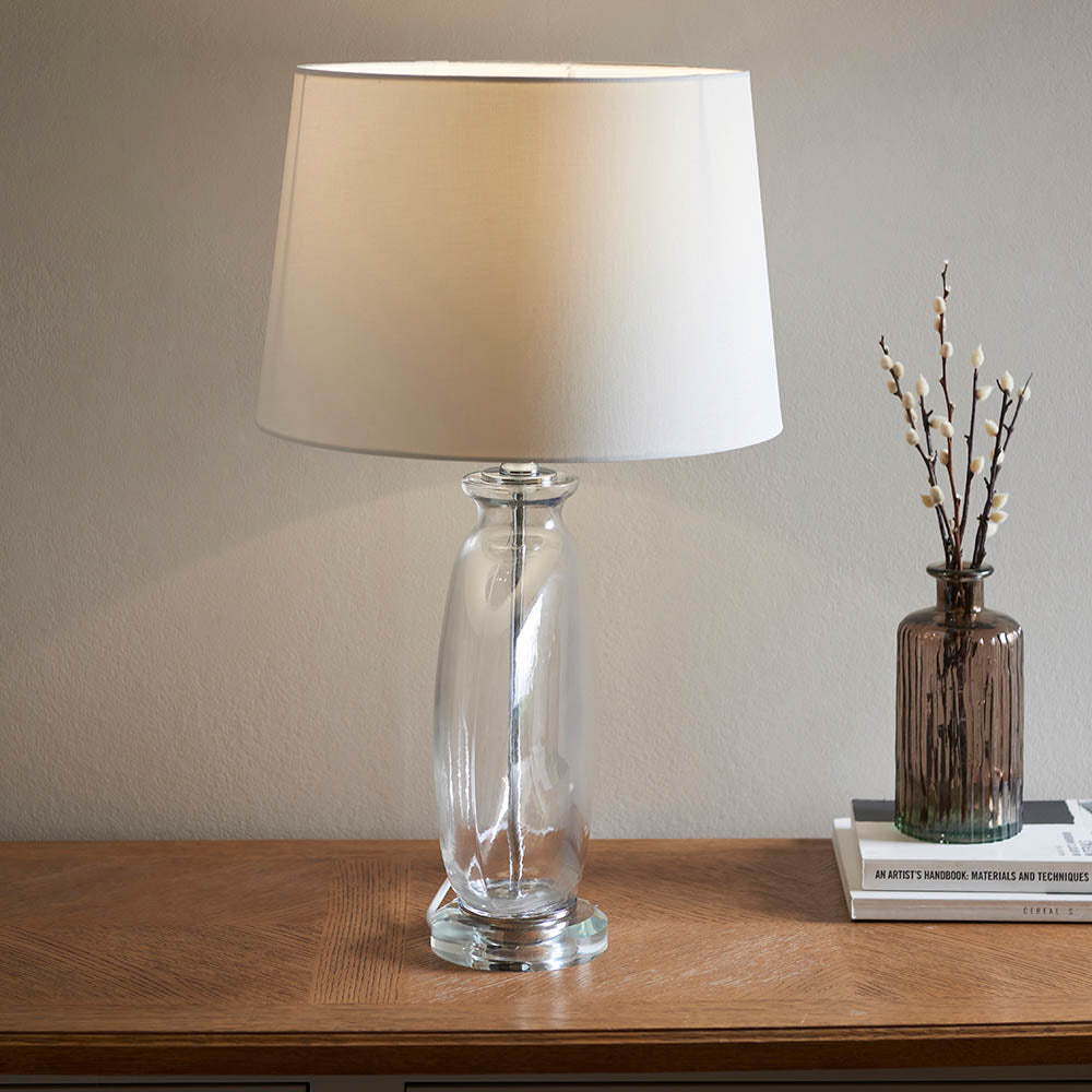 Envisage Lucy Oval Glass & Nickel Table Lamp - Decolight Ltd 