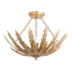 Decolight Hampton Gold Olive Leaf Semi Flush Ceiling Light - Decolight Ltd 