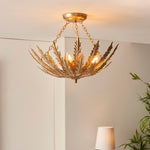 Decolight Hampton Gold Olive Leaf Semi Flush Ceiling Light - Decolight Ltd 