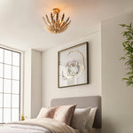 Decolight Hampton Gold Olive Leaf Semi Flush Ceiling Light - Decolight Ltd 