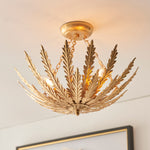 Decolight Hampton Gold Olive Leaf Semi Flush Ceiling Light - Decolight Ltd 