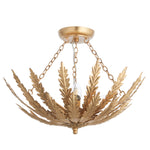 Decolight Hampton Gold Olive Leaf Semi Flush Ceiling Light