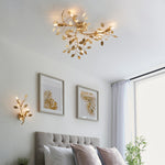 Decolight GOLD Leaf Branching Semi Flush Ceiling Light 6 Light - Decolight Ltd 