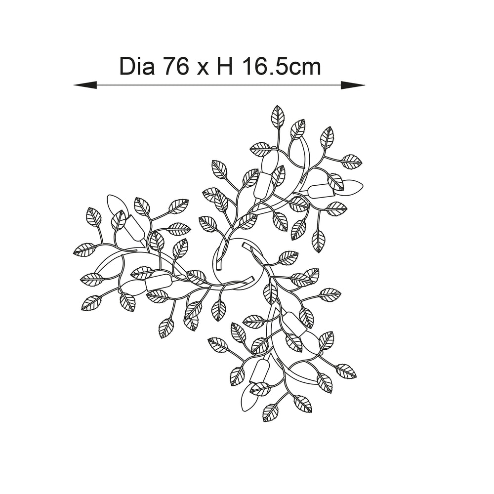 Decolight GOLD Leaf Branching Semi Flush Ceiling Light 6 Light - Decolight Ltd 