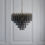 Envisage Naissa 12 lt Smoke and Brushes Gold Ceiling Pendant - Decolight Ltd 