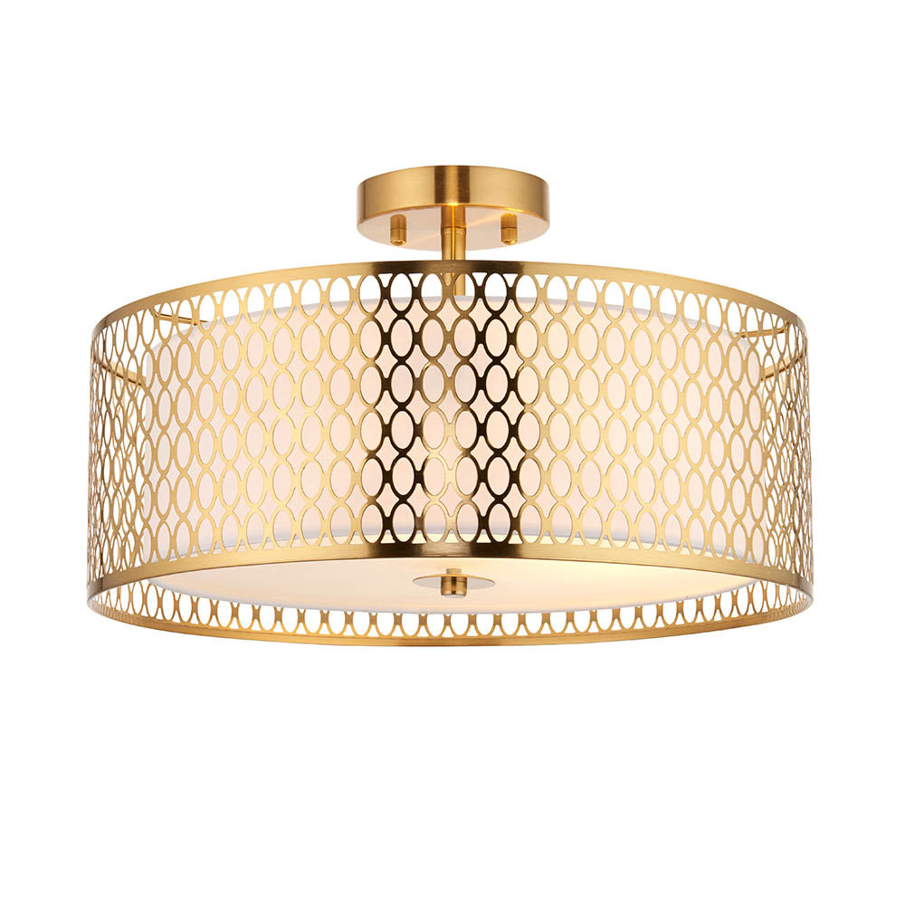 Decolight Lilly Golden Geometric Semi Flush Ceiling Light