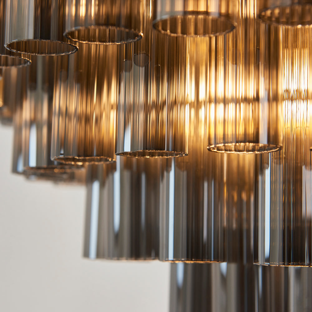 Envisage Naissa 12 lt Smoke and Brushes Gold Ceiling Pendant - Decolight Ltd 