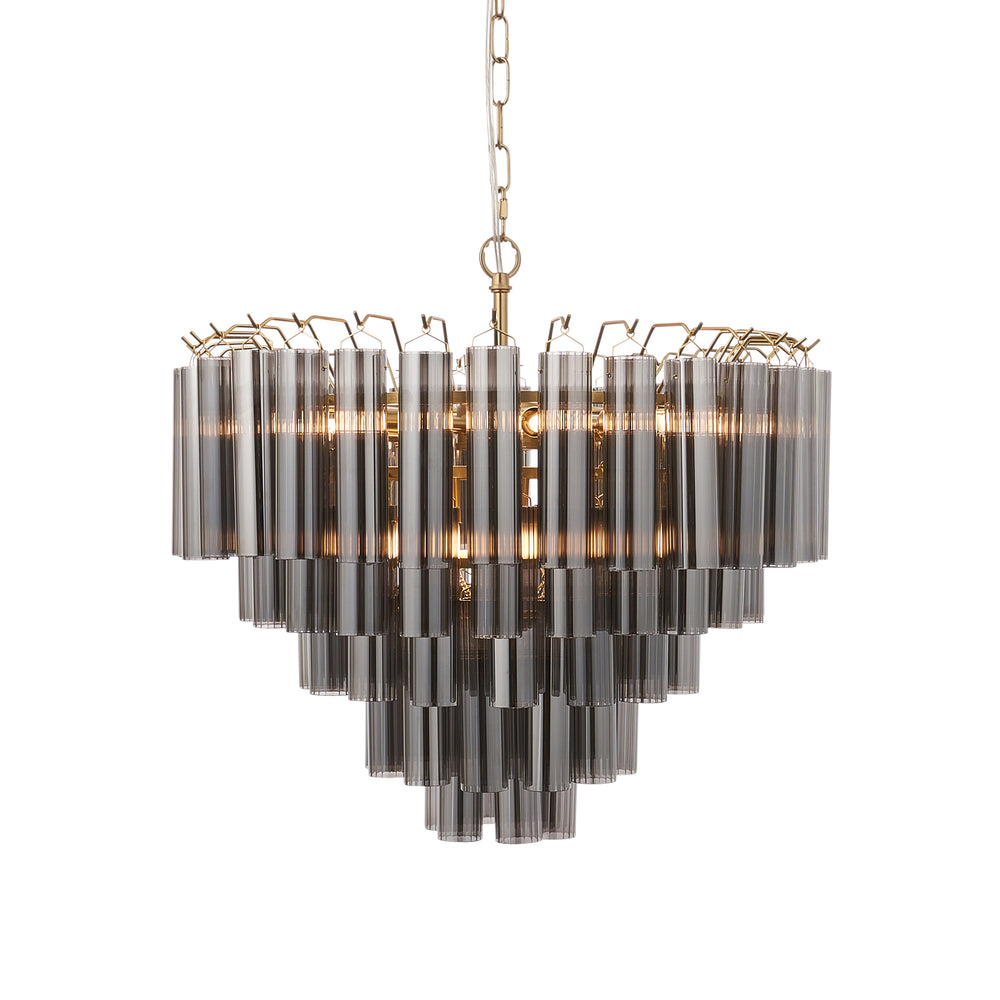 Envisage Naissa 12 lt Smoke and Brushes Gold Ceiling Pendant - Decolight Ltd 