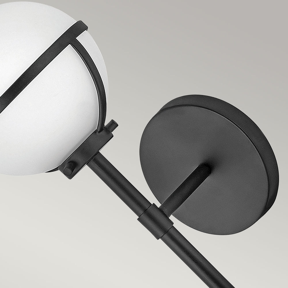 Hinkley Hollis 1 Light Wall Light in Black & Opal Glass - Decolight Ltd 