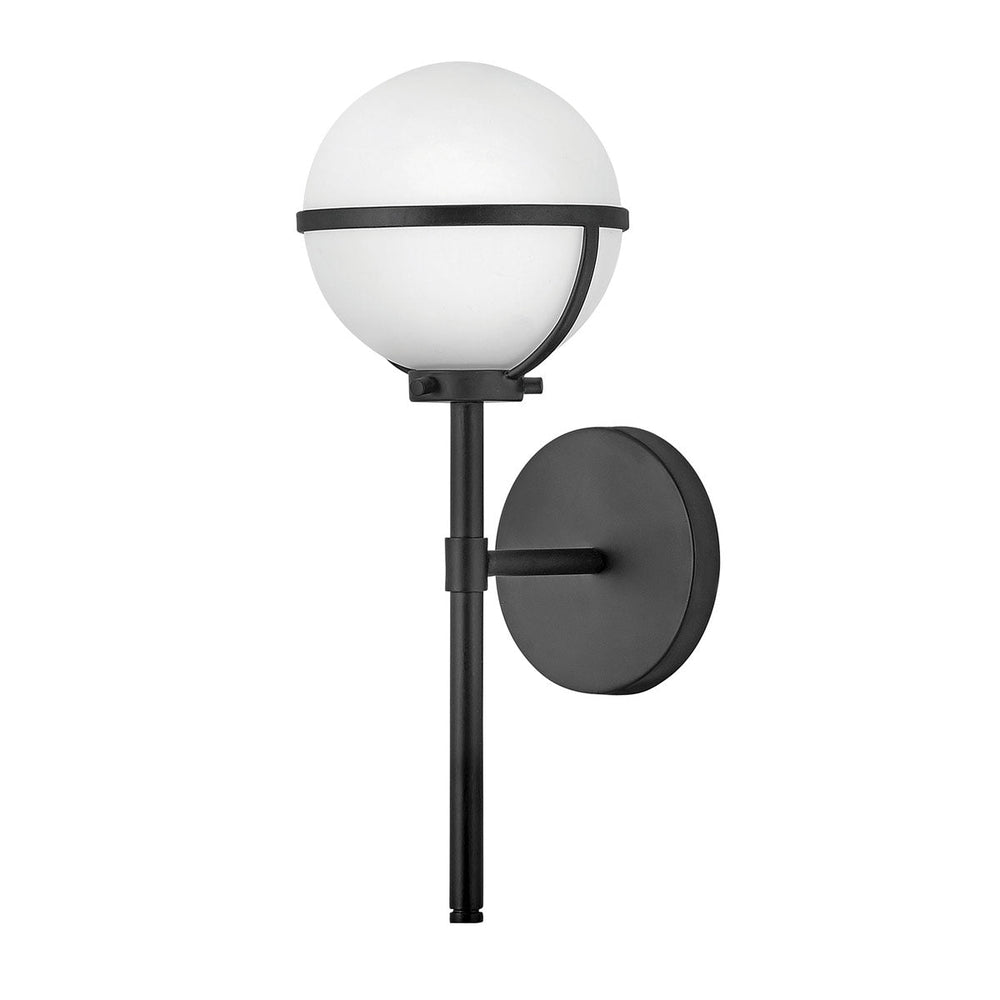 Hinkley Hollis 1 Light Wall Light in Black & Opal Glass - Decolight Ltd 