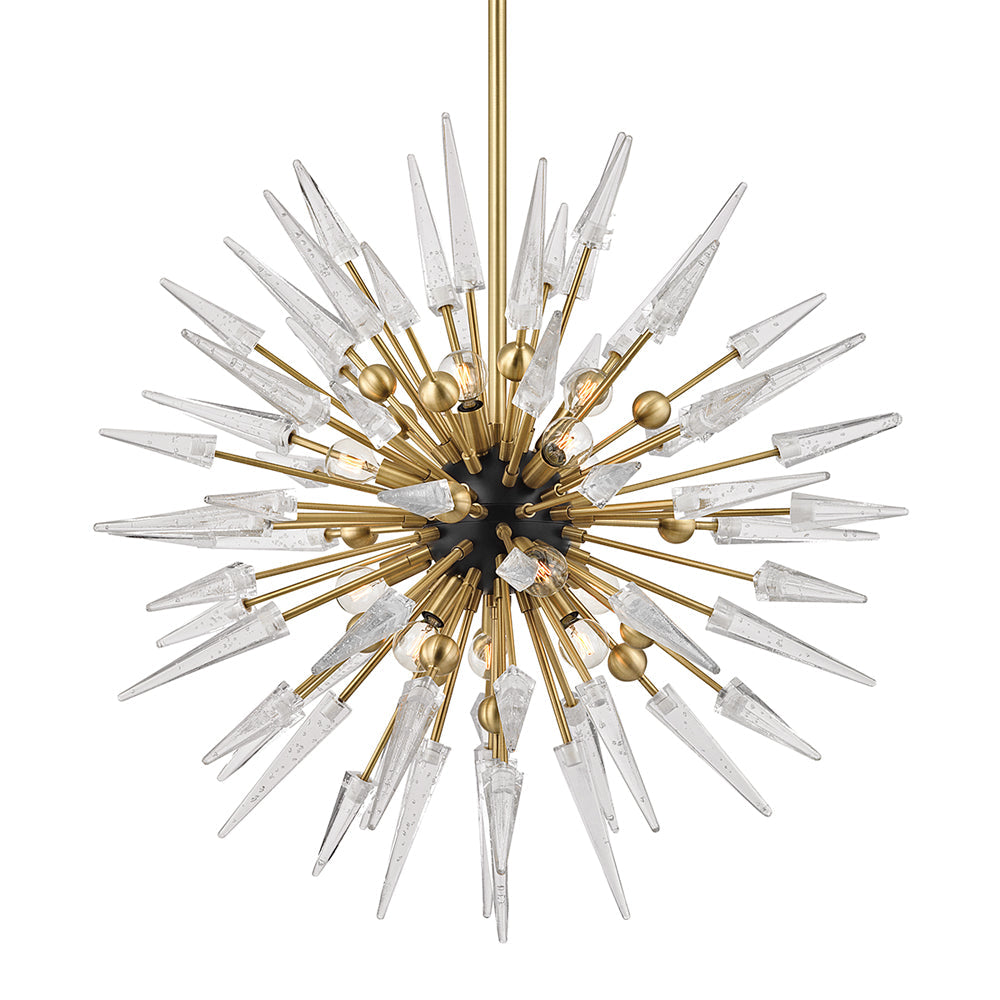 Hudson Valley Lighting Sparta Starburst Ceiling Pendant Light  in Aged Brass –