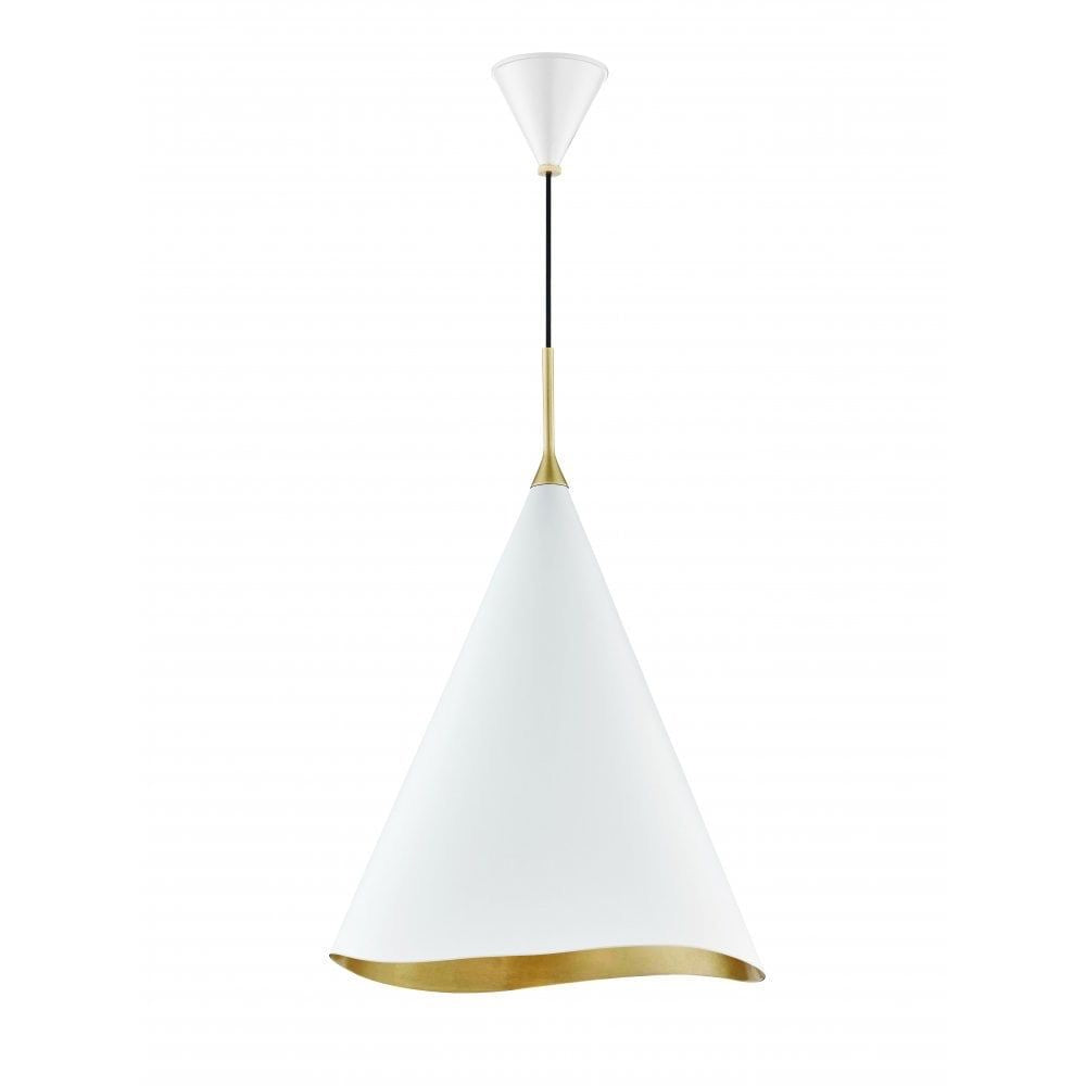 Hudson Valley Large Gold Leaf/Soft Off White Martini Ceiling Pendant - Decolight Ltd 