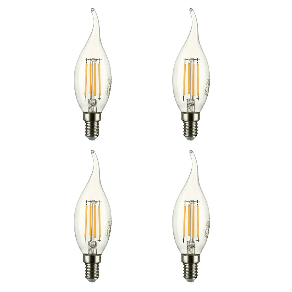 Decolight LED E14 4w Warm white 2700K LED Dimmable Filament Flame Candle lightbulb 4x Box