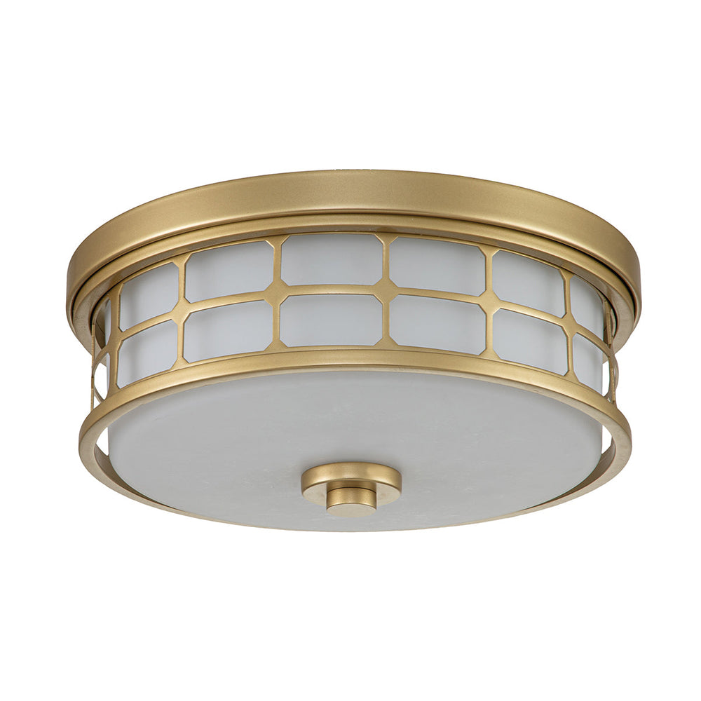 Quoizel Guardian 2 Light Flush Mount in Painted Brass - Decolight Ltd 