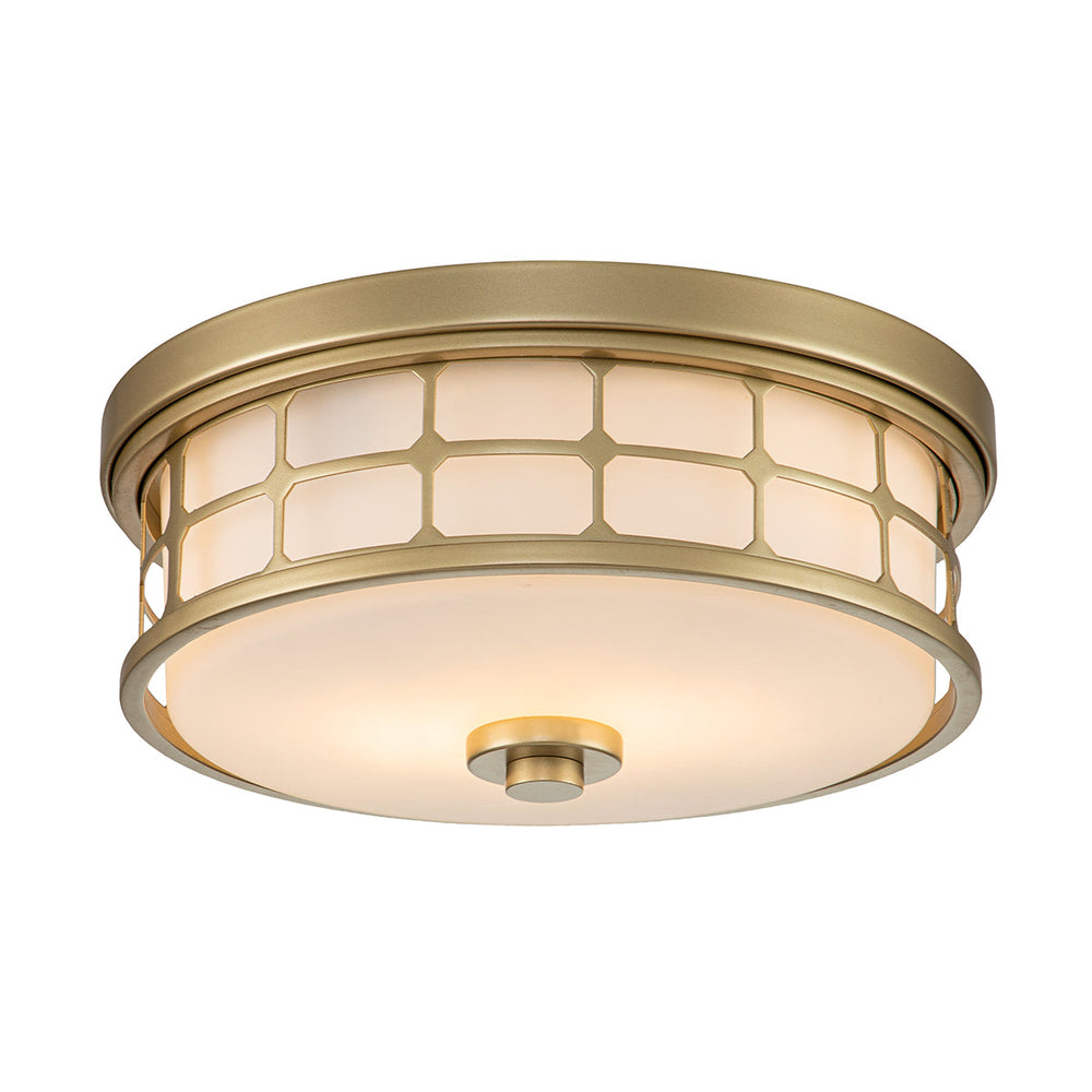 Quoizel Guardian 2 Light Flush Mount in Painted Brass - Decolight Ltd 