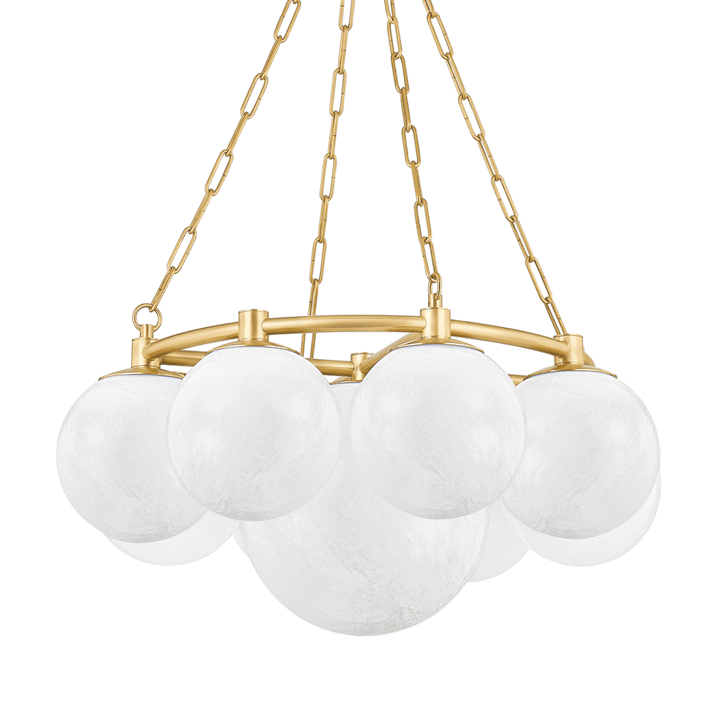 Hudson Valley Thornwood Aged Brass & Opal 9 light Ceiling Light