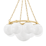 Hudson Valley Thornwood Aged Brass & Opal 9 light Ceiling Light