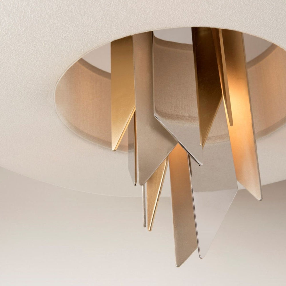 Corbett Lighting Modernist Large Polished Stainless Steel With Silver and Gold Leaf Ceiling Pendant - Decolight Ltd 
