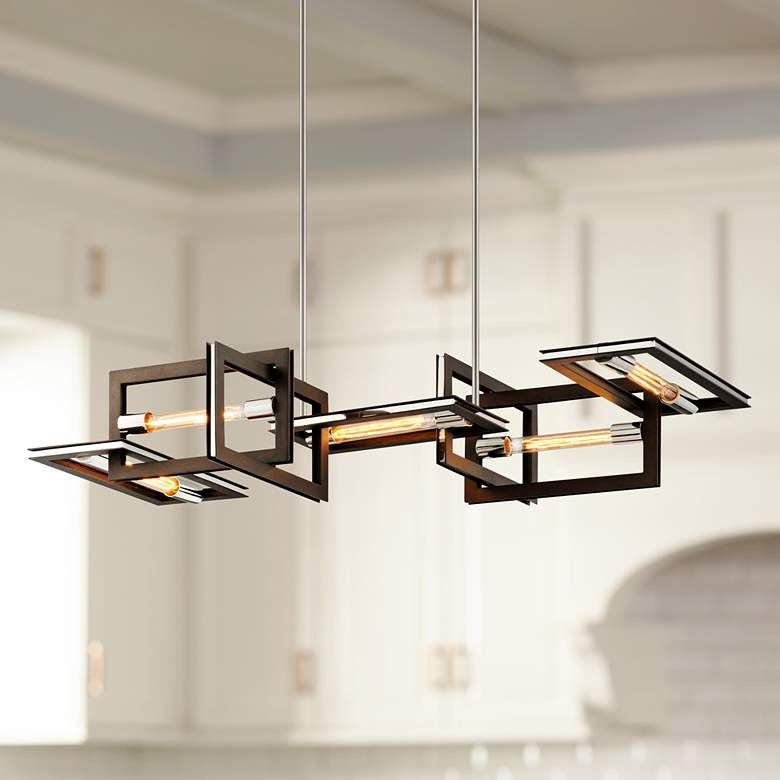 Troy Lighting Enigma Bronze/ Black Linear  Vintage Industrial Ceiling Pendant Light - Decolight Ltd 