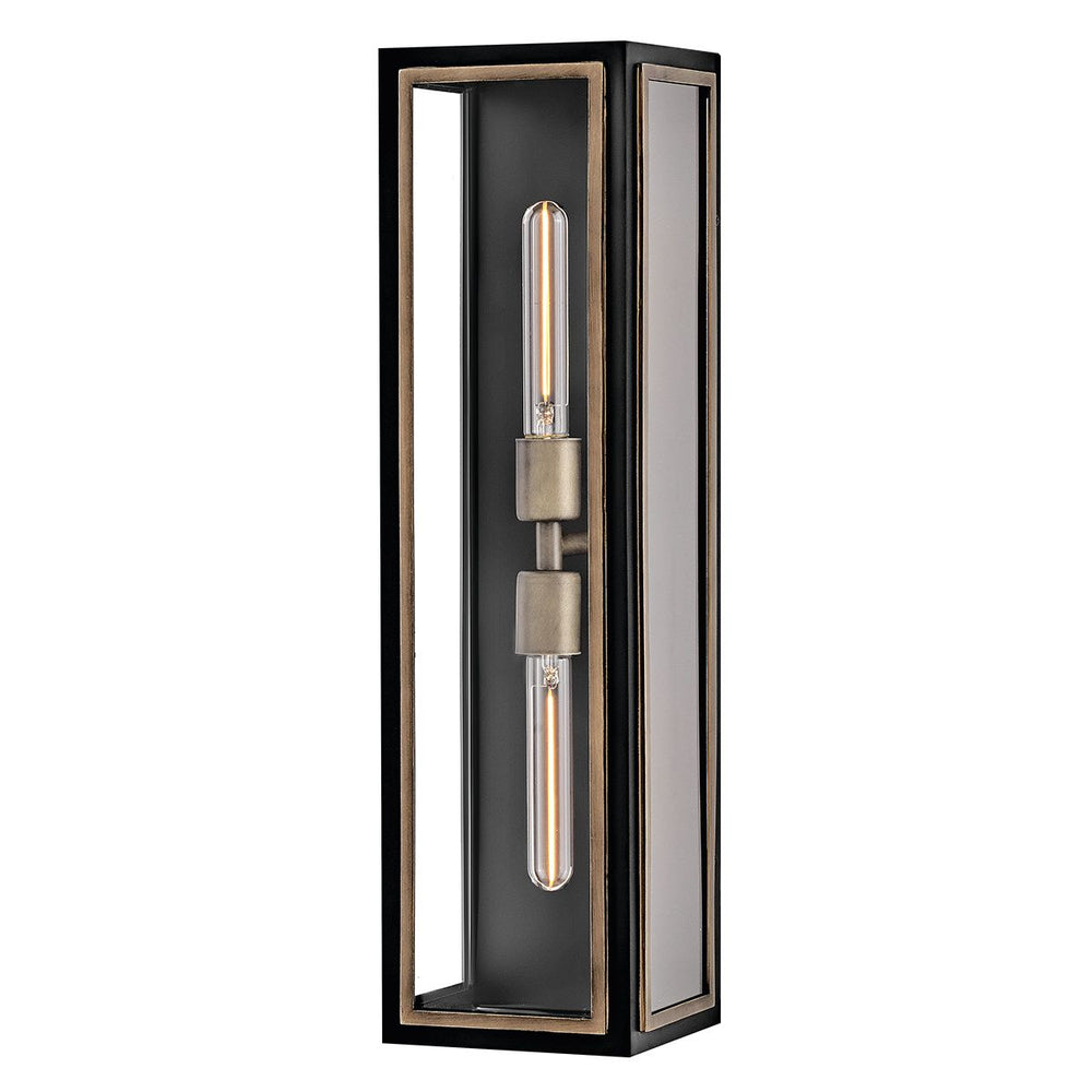 Shaw 2 Light Black Wall Lantern with Burnished Bronze Accents