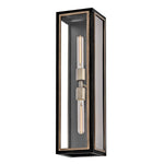 Shaw 2 Light Black Wall Lantern with Burnished Bronze Accents