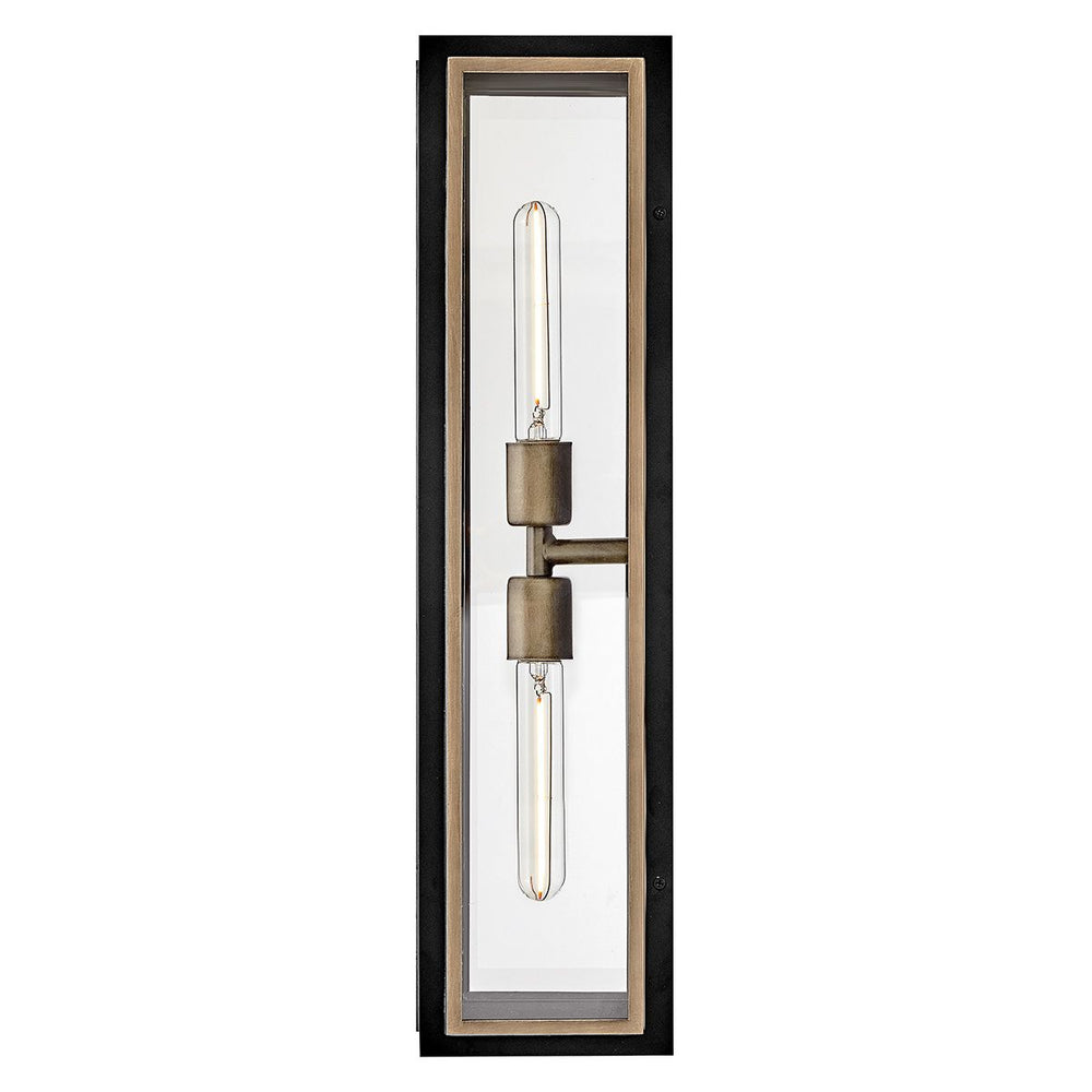 Shaw 2 Light Black Wall Lantern with Burnished Bronze Accents