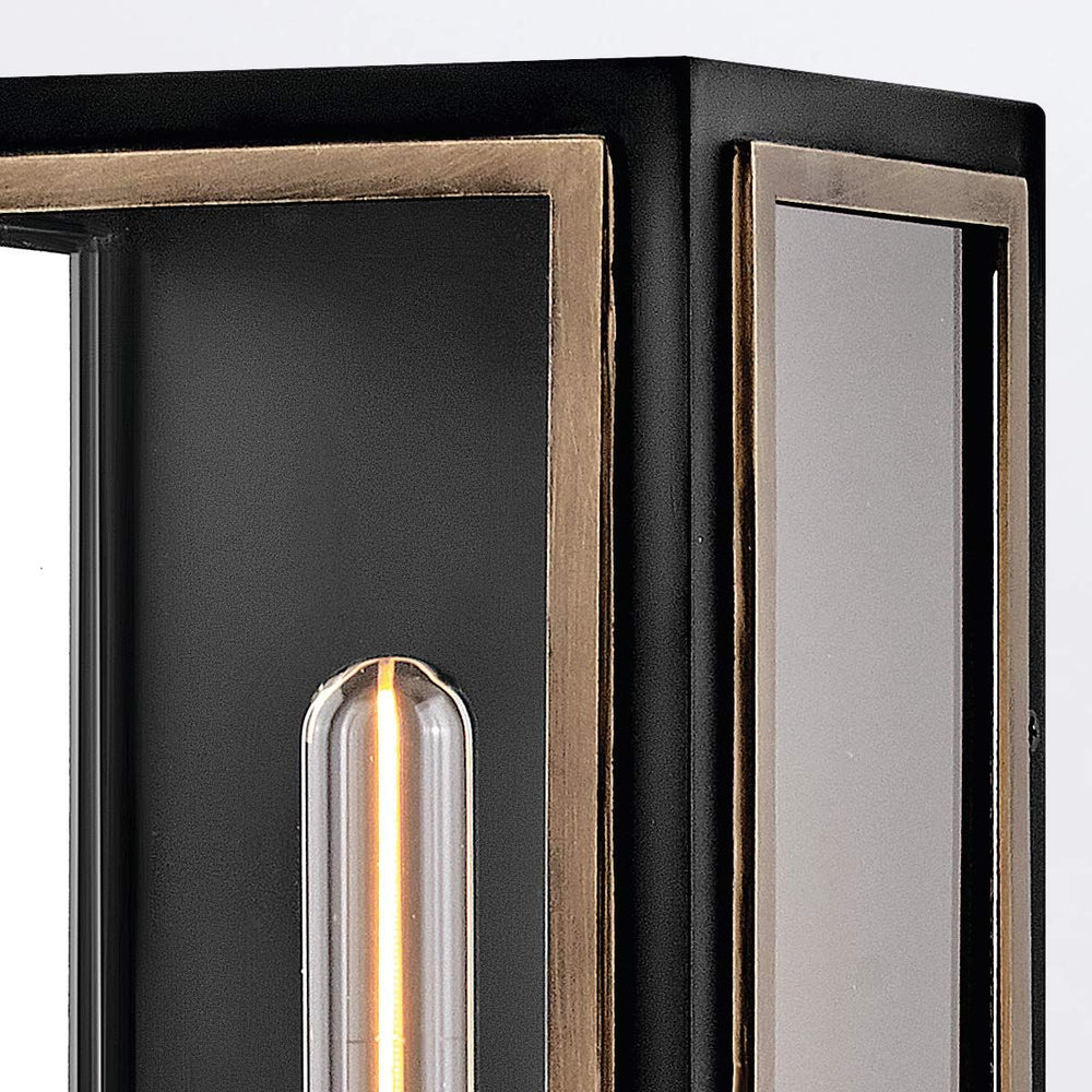 Shaw 2 Light Black Wall Lantern with Burnished Bronze Accents