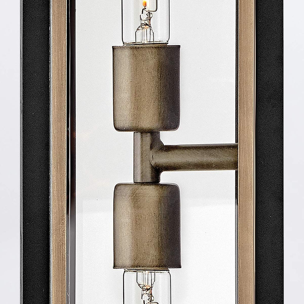 Shaw 2 Light Black Wall Lantern with Burnished Bronze Accents