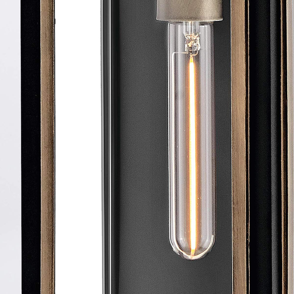 Shaw 2 Light Black Wall Lantern with Burnished Bronze Accents