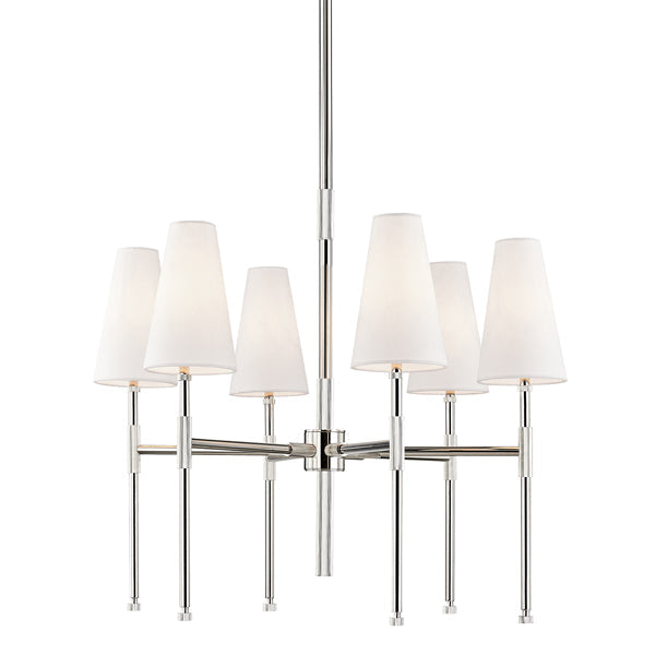 Hudson Valley Lighting Bowery Brass 6 Light Chandelier (3728-PN-CE) - Decolight Ltd 
