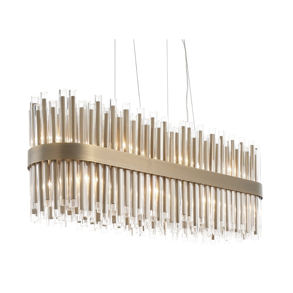 RV Astley Colmar Linear Ceiling Pendant Light Clear Glass and Antique