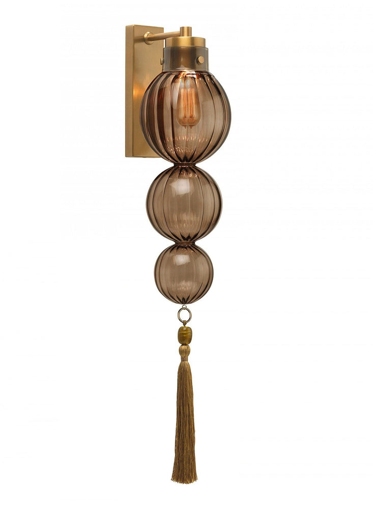 Heathfield Medina 3 Ball Smoke Brass Wall Light