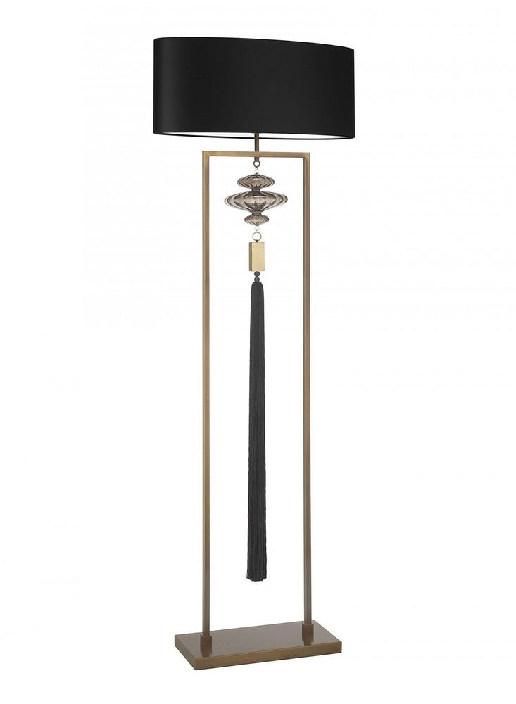 Heathfield Constance Antique Brass Black Floor Lamp* - Decolight Ltd 