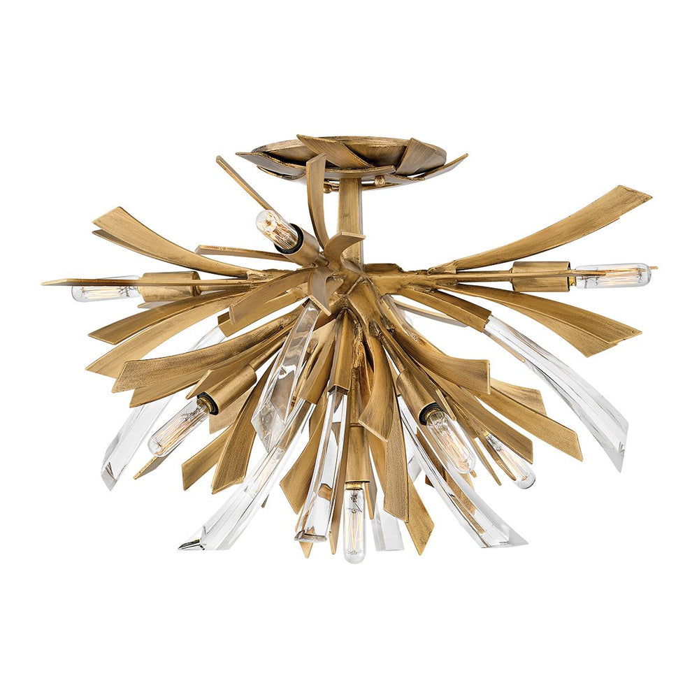 Quintiesse Vida 9 Light Semi Flush Light Burnished Gold - Decolight Ltd 