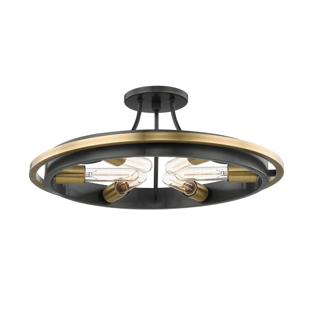 Hudson Valley Aged Old Bronze Chambers Ceiling Light