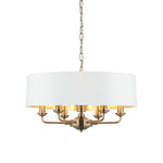 Decolight Chartley Aged Brass Medium Wide Drum & 6 arm Ceiling Pendants Light