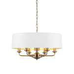 Decolight Chartley Aged Brass Medium Wide Drum & 6 arm Ceiling Pendants Light